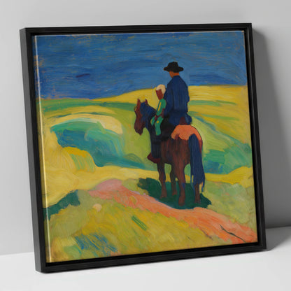 A Shared Horizon horse & rider canvas wall art in black frame