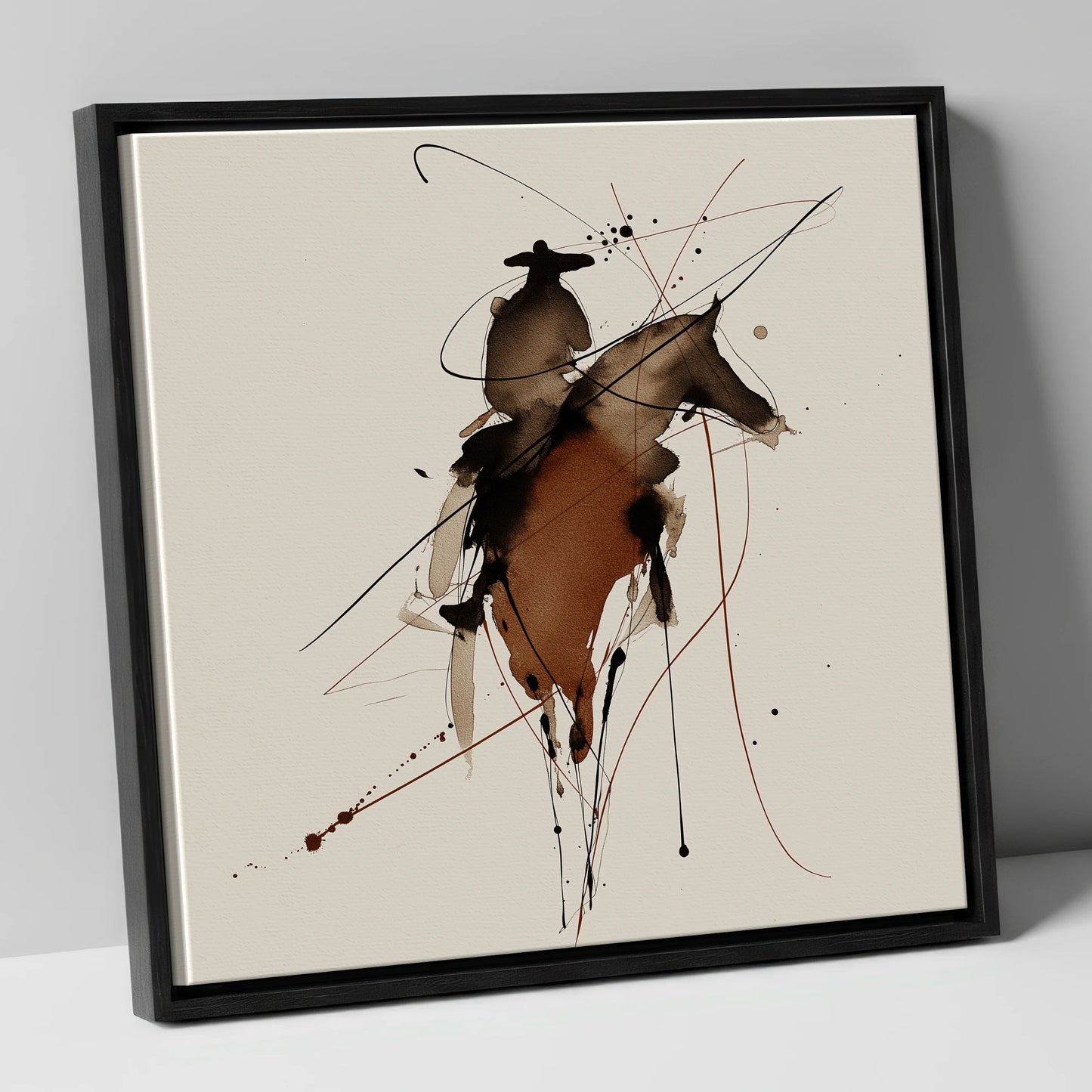 Shadows of the West western horse canvas wall art in black frame