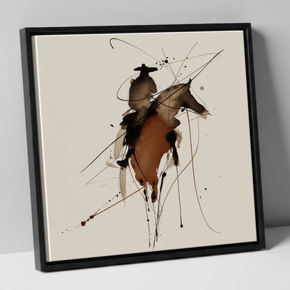 Shadows of the West western horse canvas wall art in black frame