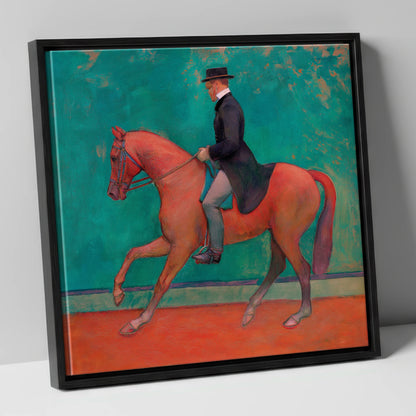 The Emerald Passage dressage horse canvas wall art in black frame