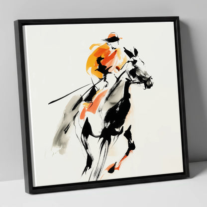Amber Pace racing horse canvas wall art in black frame