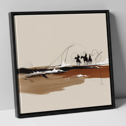 Riders of the Plains western horse canvas wall art in black frame