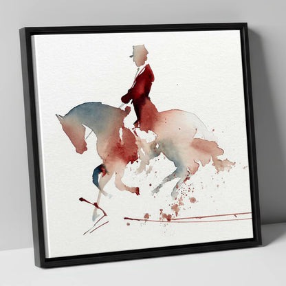 Crimson Collection dressage horse canvas wall art in black frame