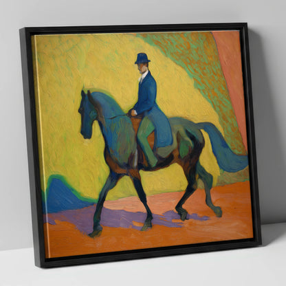 Vibrant Dressage Rhythm dressage horse canvas wall art in black frame