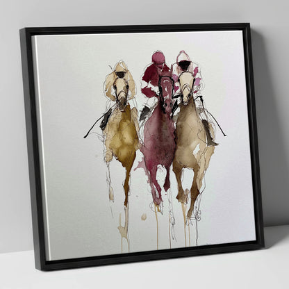 The Final Charge racing horse canvas wall art in black frame