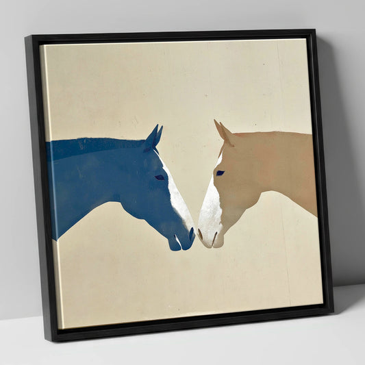 Kindred Spirits horse portrait canvas wall art in black frame