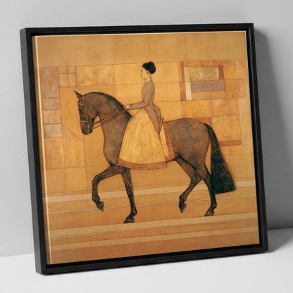 Golden Era Dressage dressage horse canvas wall art in black frame