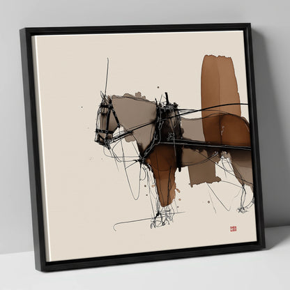 Harnessed Form working horse canvas wall art in black frame