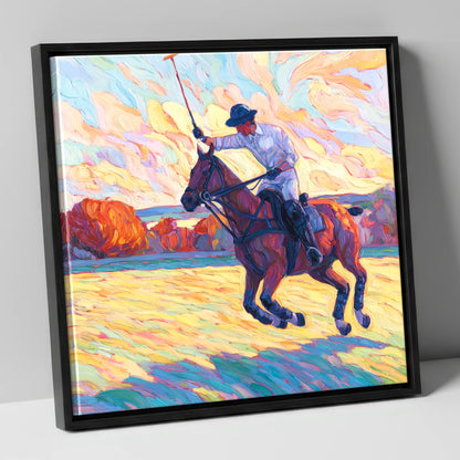 The Final Chukka polo horse canvas wall art in black frame