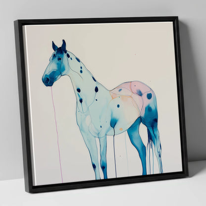 Ethereal Blue Appaloosa horse breed canvas wall art in black frame