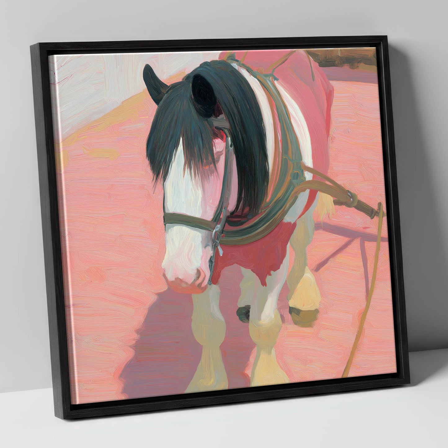 The Patient Draught working horse canvas wall art in black frame