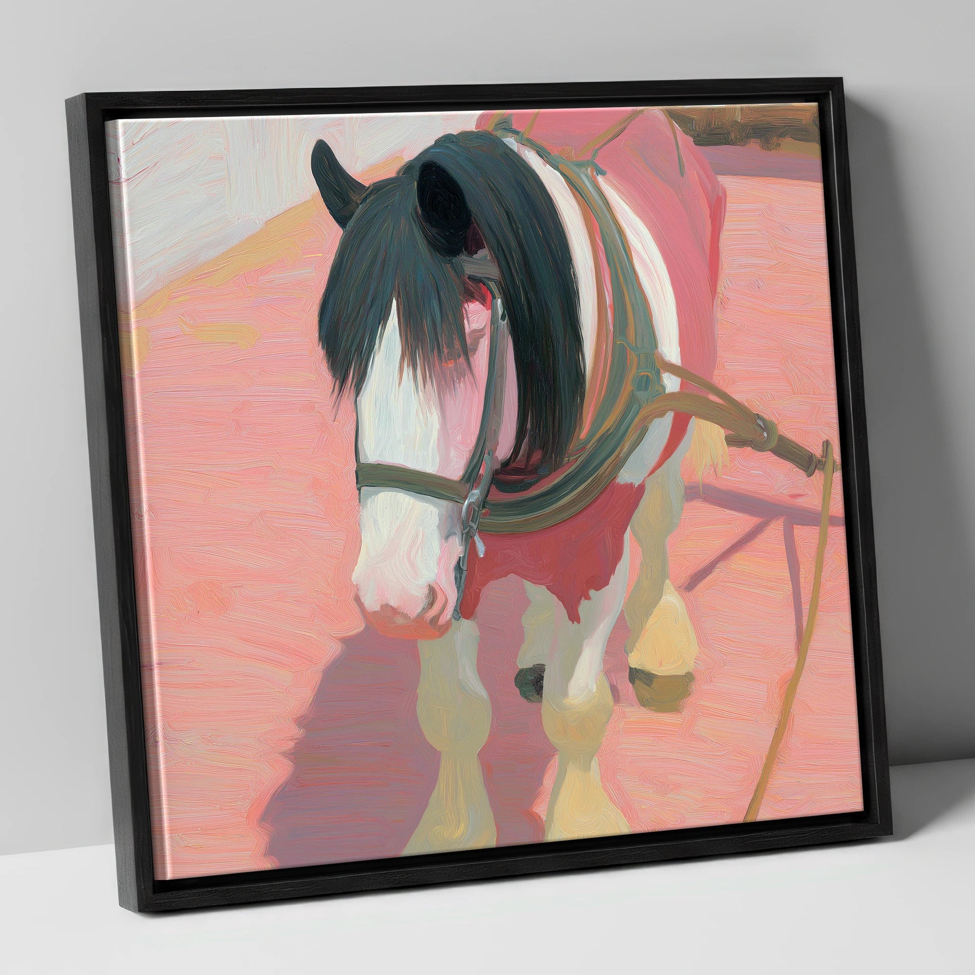 The Patient Draught working horse canvas wall art in black frame