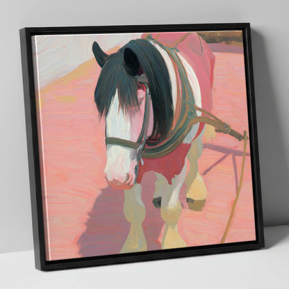 The Patient Draught working horse canvas wall art in black frame