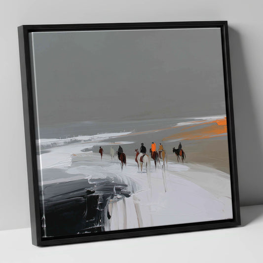 Across the Winter Expanse horse landscape canvas wall art in black frame