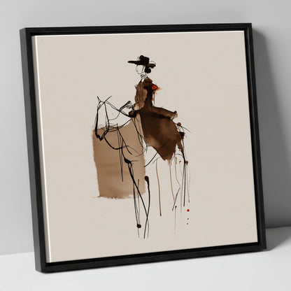 Timeless Western Rider western horse canvas wall art in black frame