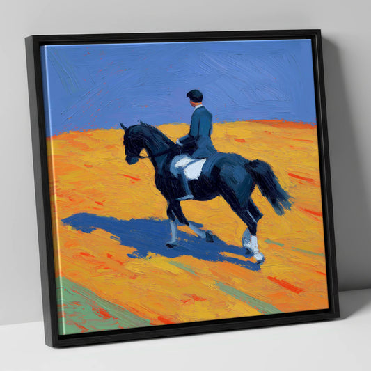 Vibrant Dressage Cadence dressage horse canvas wall art in black frame