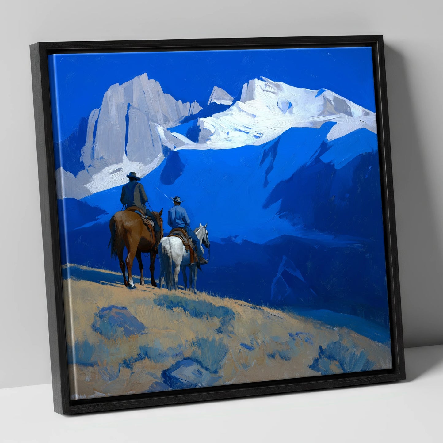 High Country Horizon horse landscape canvas wall art in black frame