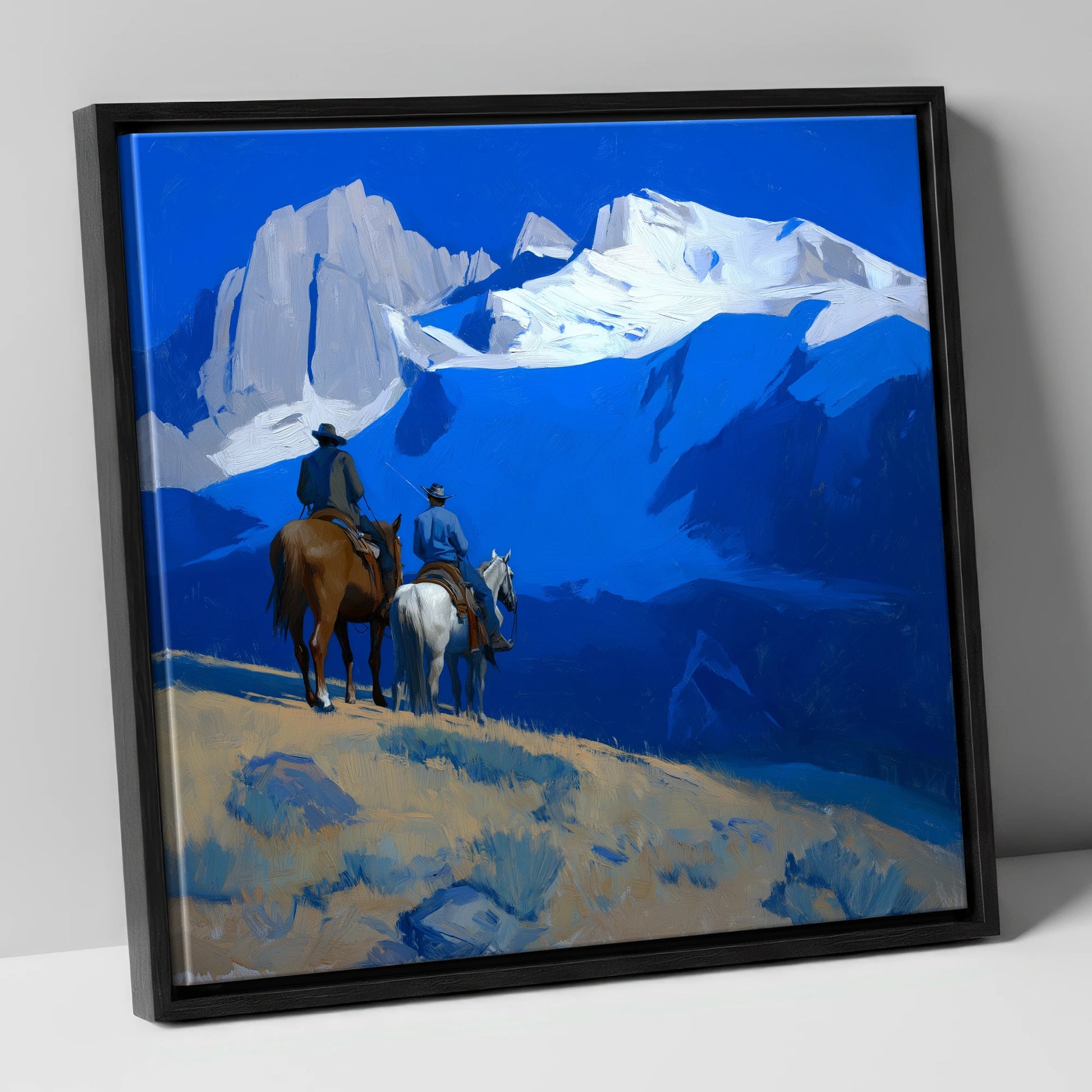 High Country Horizon horse landscape canvas wall art in black frame