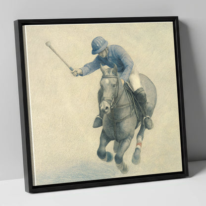 Precision in the Chukka polo horse canvas wall art in black frame