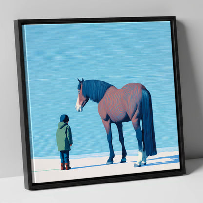 A Quiet Understanding horse & rider canvas wall art in black frame