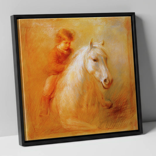 The Bareback Bond horse & rider canvas wall art in black frame