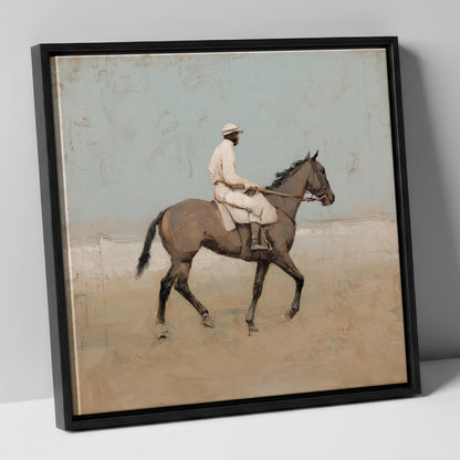 The White Silks racing horse canvas wall art in black frame