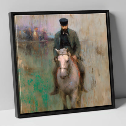 The Morning Work racing horse canvas wall art in black frame
