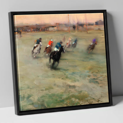 The Heat of the Chukka polo horse canvas wall art in black frame