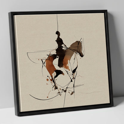 Dynamic Equestrian Harmony horse & rider canvas wall art in black frame