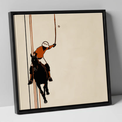 The Perfect Strike polo horse canvas wall art in black frame