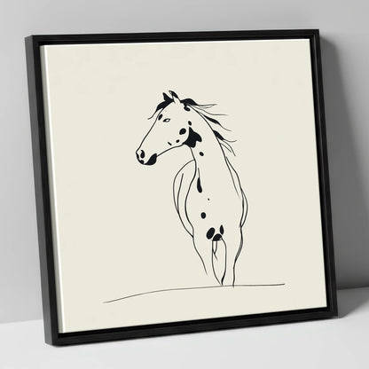 Minimalist Appaloosa Profile horse breed canvas wall art in black frame
