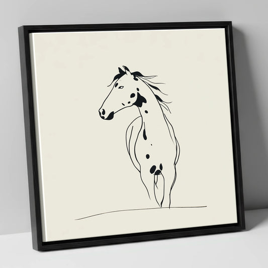 Minimalist Appaloosa Profile horse breed canvas wall art in black frame