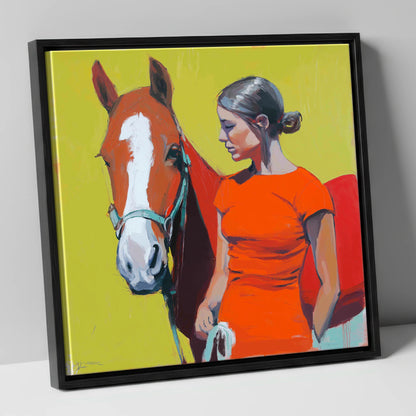 Radiant Bond horse & rider canvas wall art in black frame