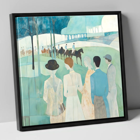 Before the Off racing horse canvas wall art in black frame