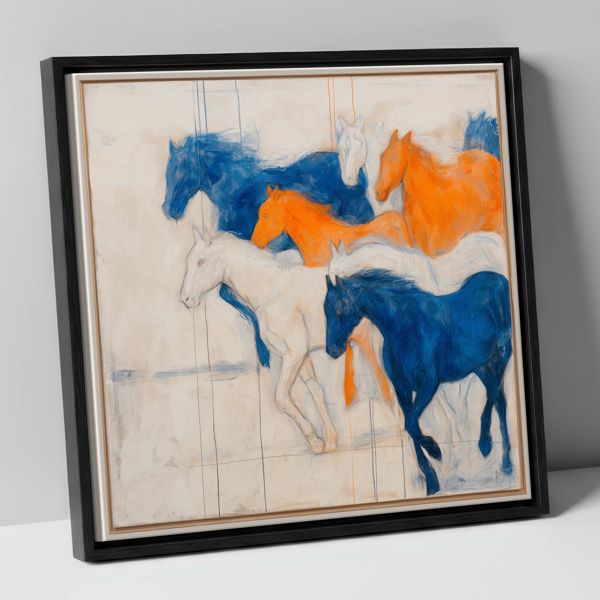 Bold Momentum racing horse canvas wall art in black frame