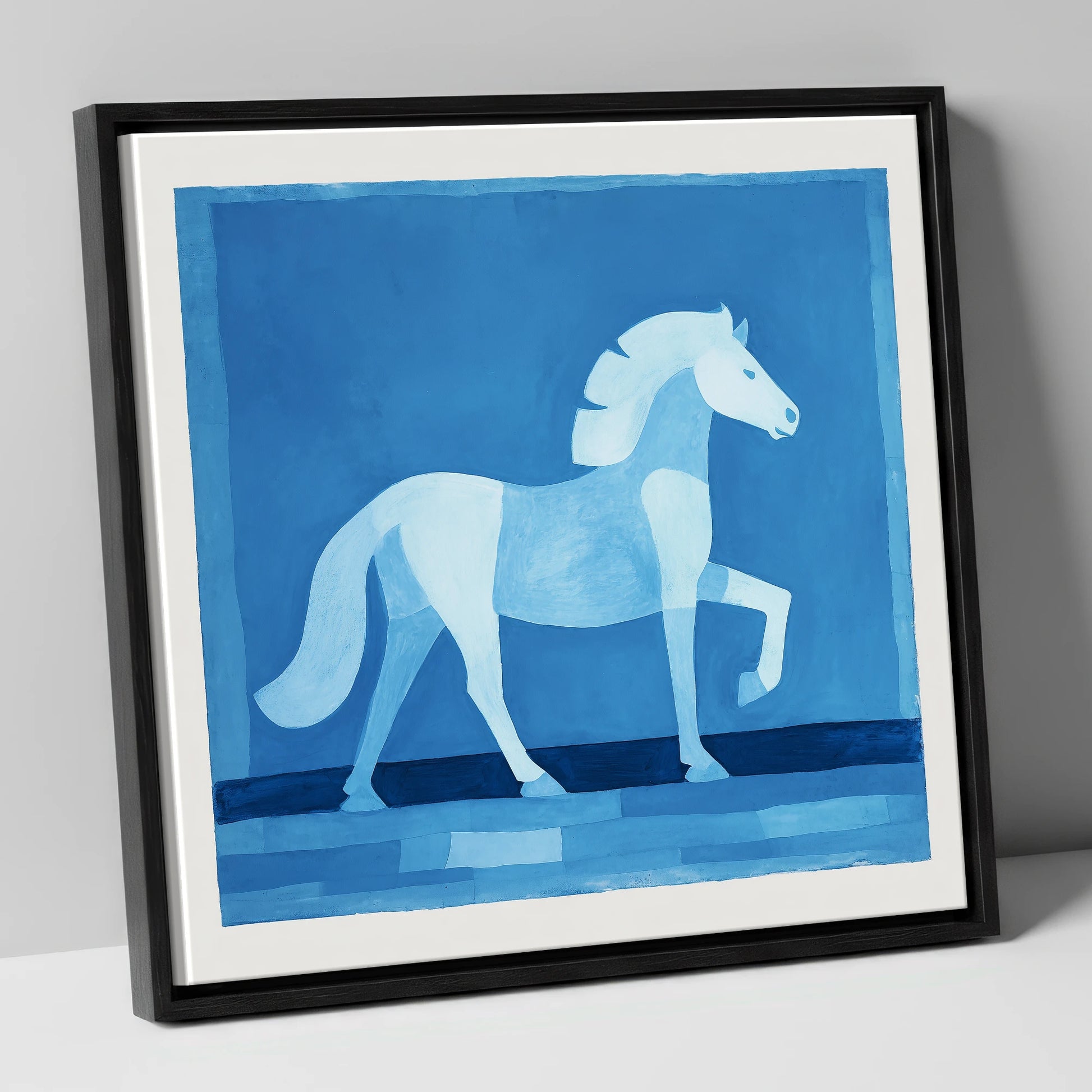 Azure Equine Form horse breed canvas wall art in black frame