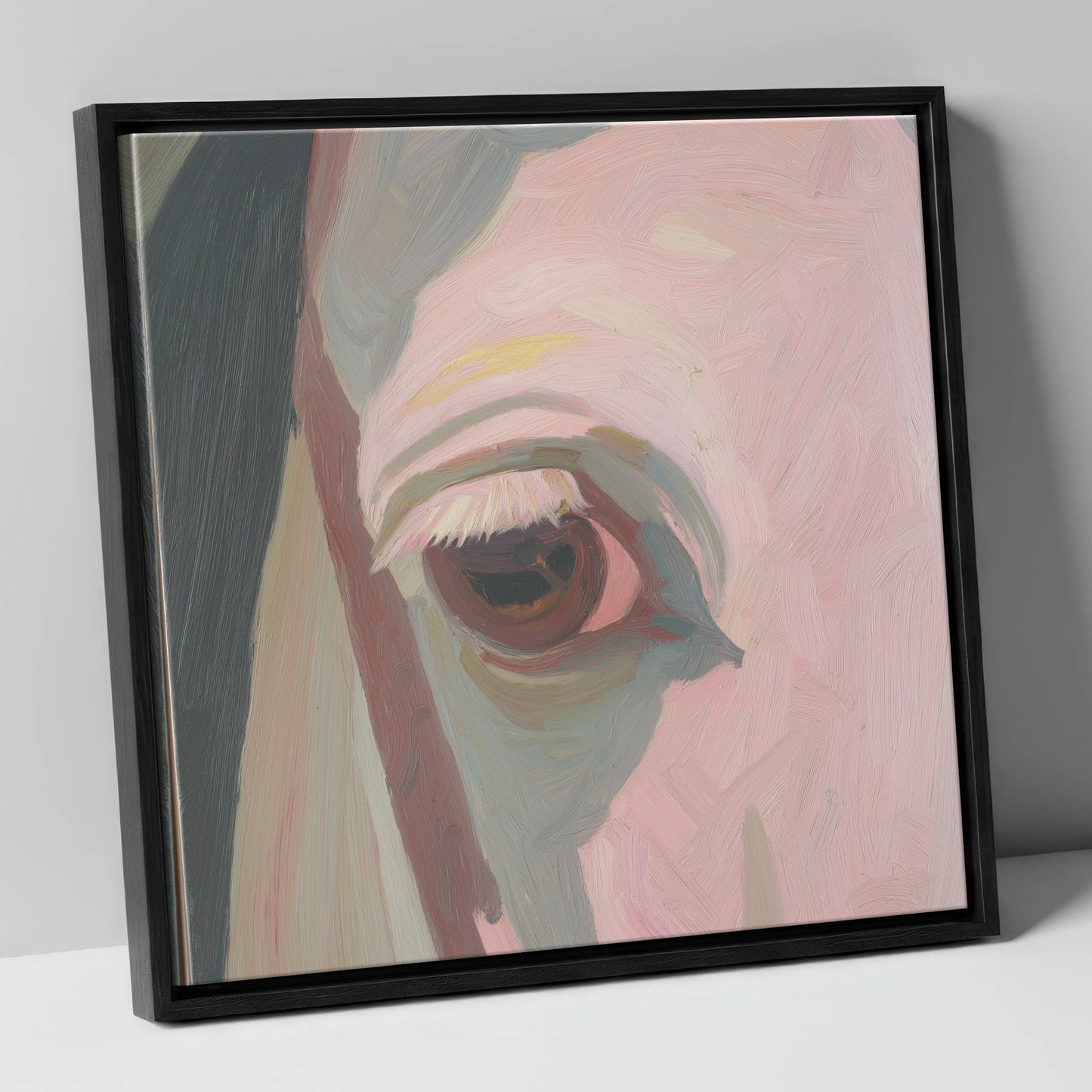 A Gentle Gaze horse portrait canvas wall art in black frame