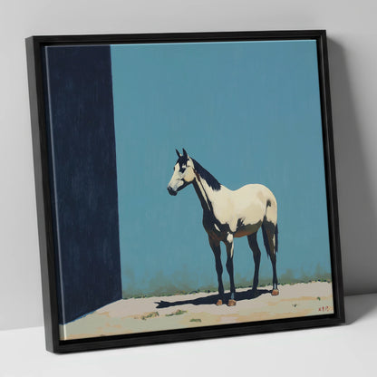 Cerulean and Shadow horse breed canvas wall art in black frame