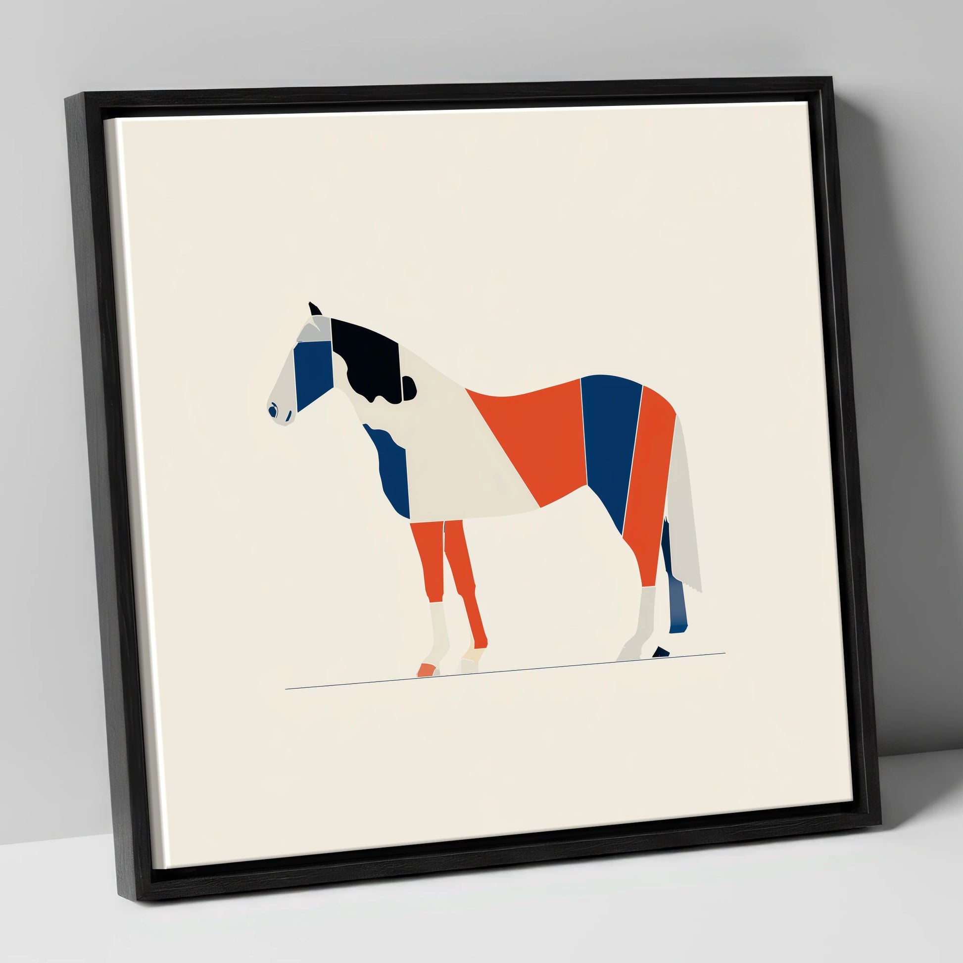 Modern Equine Geometry horse breed canvas wall art in black frame
