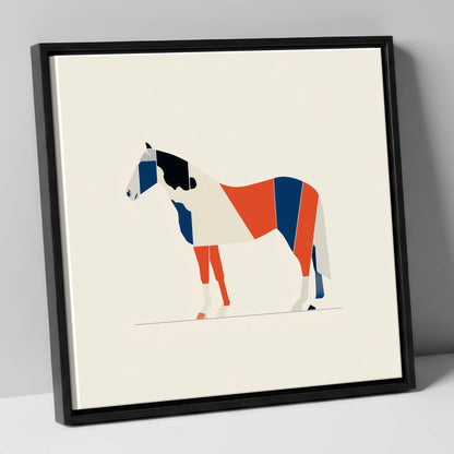 Modern Equine Geometry horse breed canvas wall art in black frame