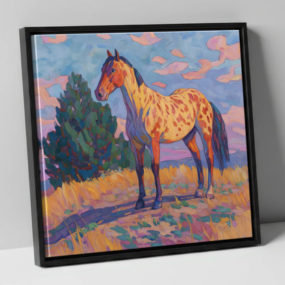 Painted Prairie Appaloosa horse breed canvas wall art in black frame
