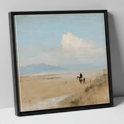 Distant Horizons horse landscape canvas wall art in black frame