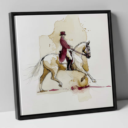 Collected Elegance dressage horse canvas wall art in black frame