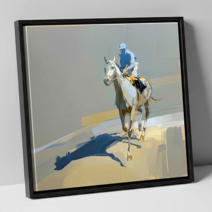 Shadows in the Paddock racing horse canvas wall art in black frame