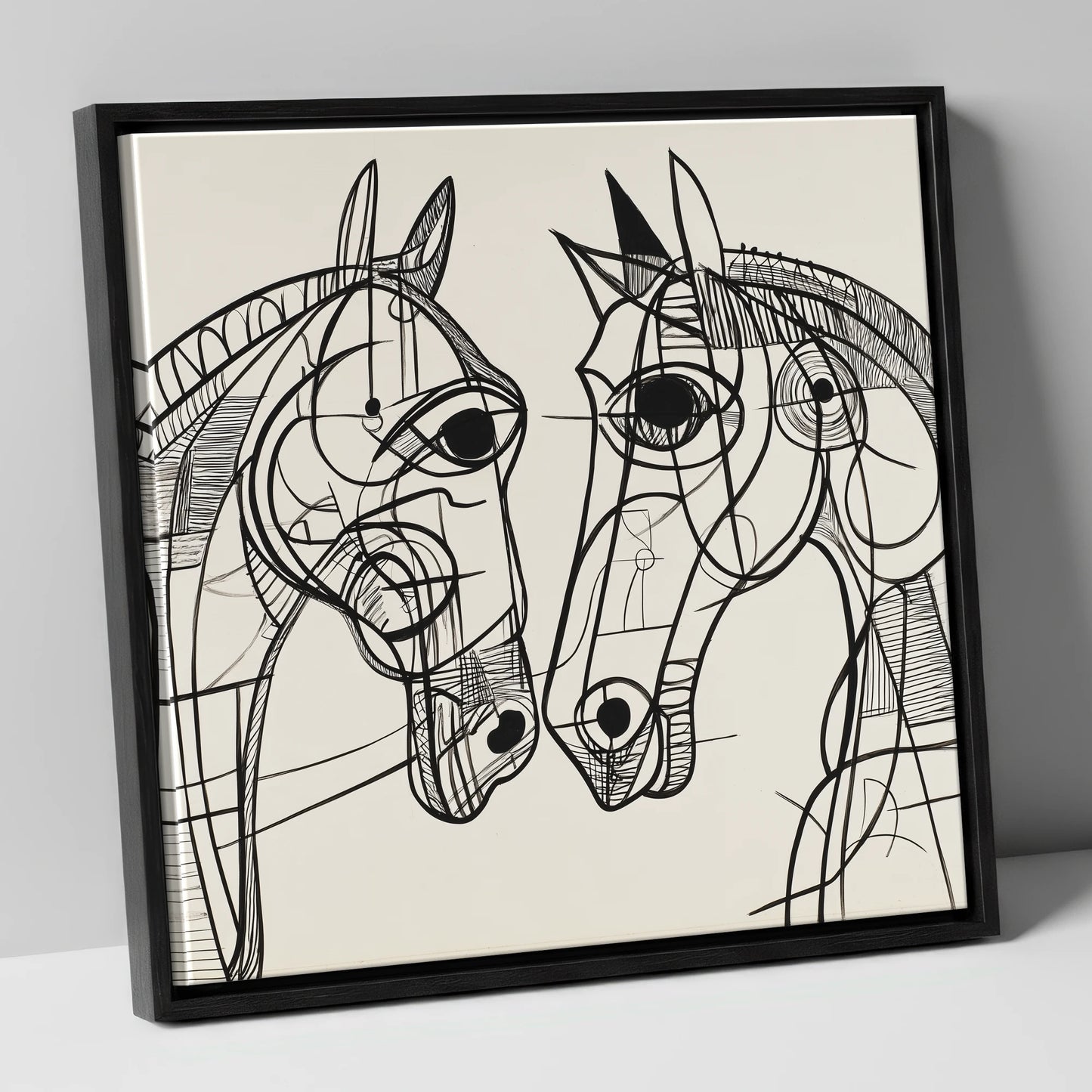 Structural Equine Bond horse portrait canvas wall art in black frame