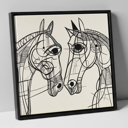 Structural Equine Bond horse portrait canvas wall art in black frame