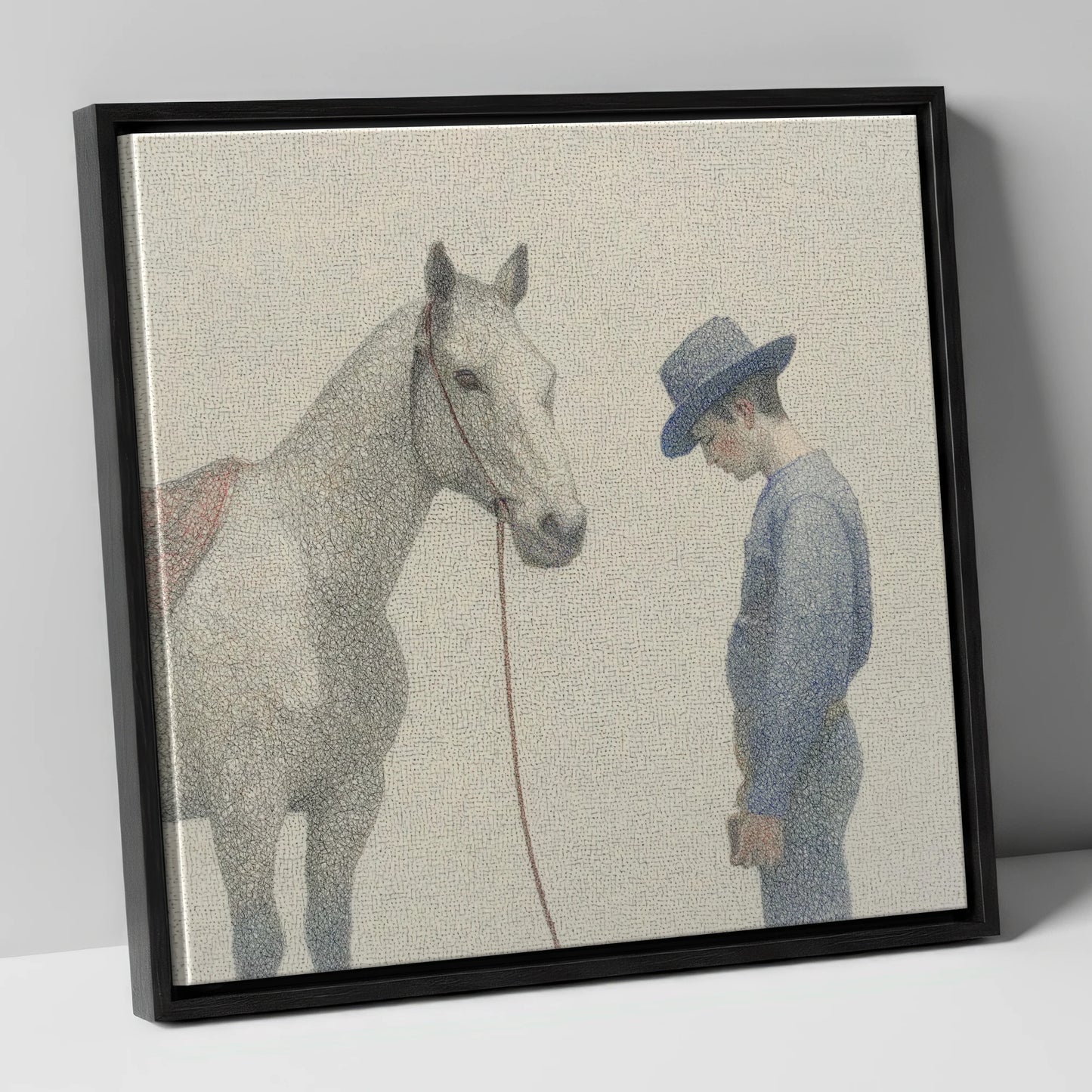 The Quiet Bond western horse canvas wall art in black frame