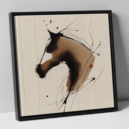 Fluid Sepia Equine Profile horse portrait canvas wall art in black frame