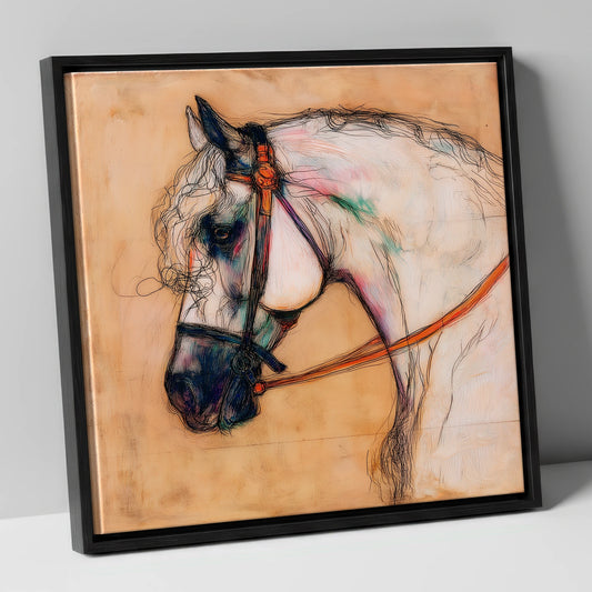 The Iberian Soul horse breed canvas wall art in black frame