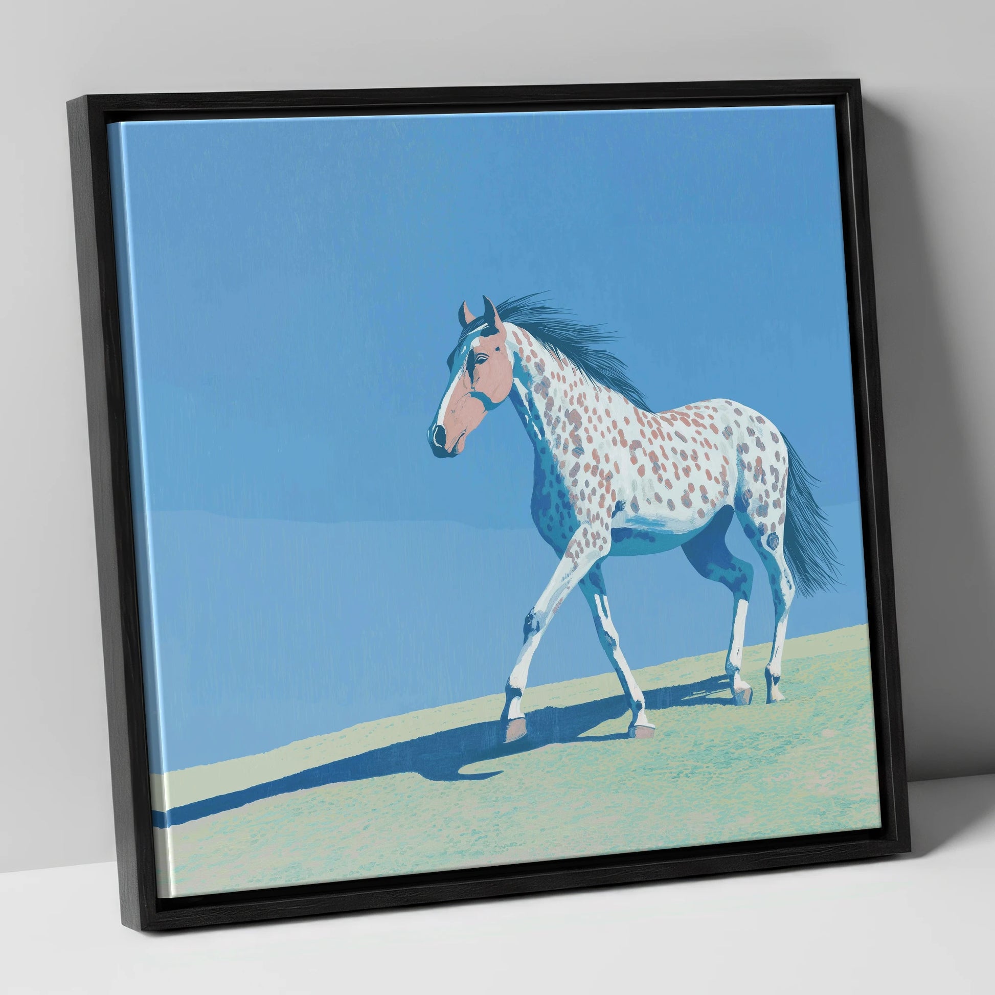 Appaloosa On The Ridge horse breed canvas wall art in black frame